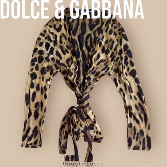 Dolce & Gabbana Sweaters - Never worn Dolce and Gabbana animal print silk wrap sweater. Light weight. S